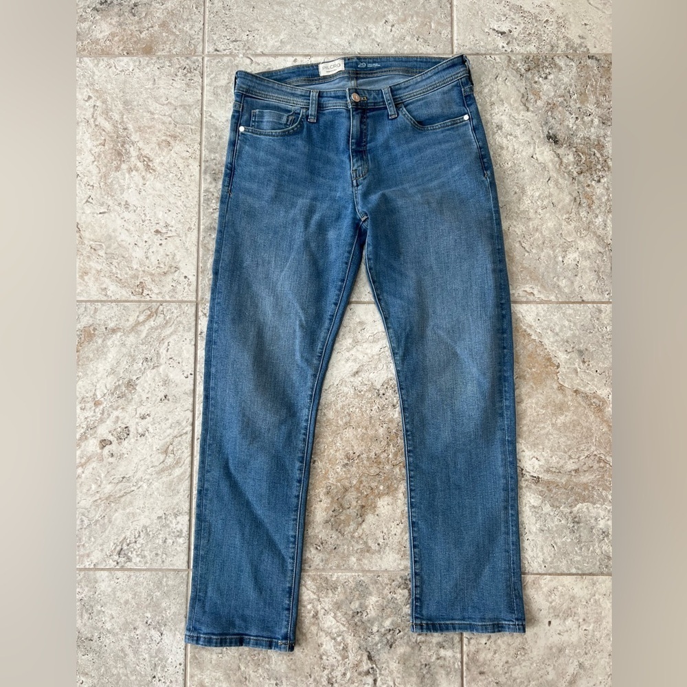 Pilcro Anthropologie Missy High Waisted Straight Leg Boyfriend Blue Jeans, 29